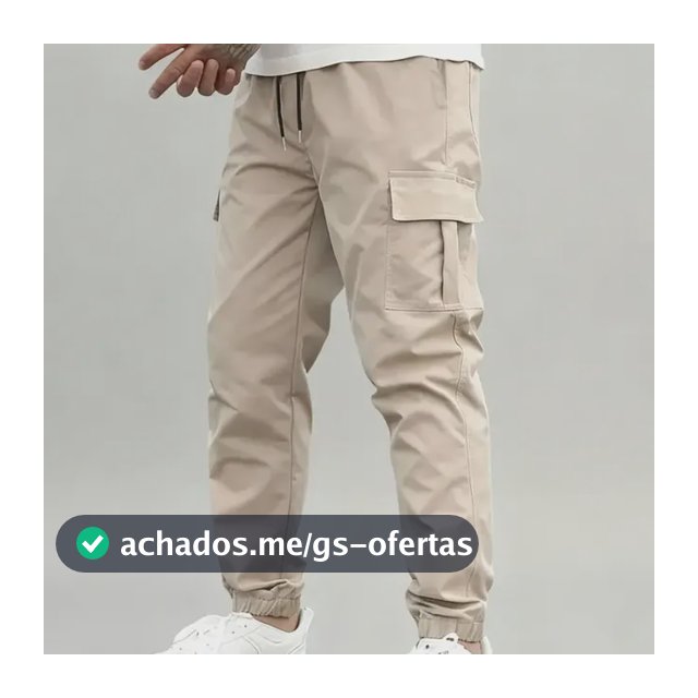 Calça Jogger Cargo Masculina Sarja Calca Streetwear Punho