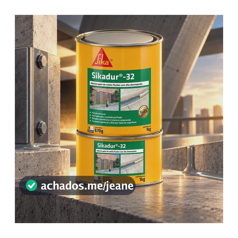 Adesivo Fluido Sikadur 32 Sika 1kg Epóxi Bicomponente para Colagem Estrutural de Concreto, Chapas Metálicas e Fixação em Obras e Reparos