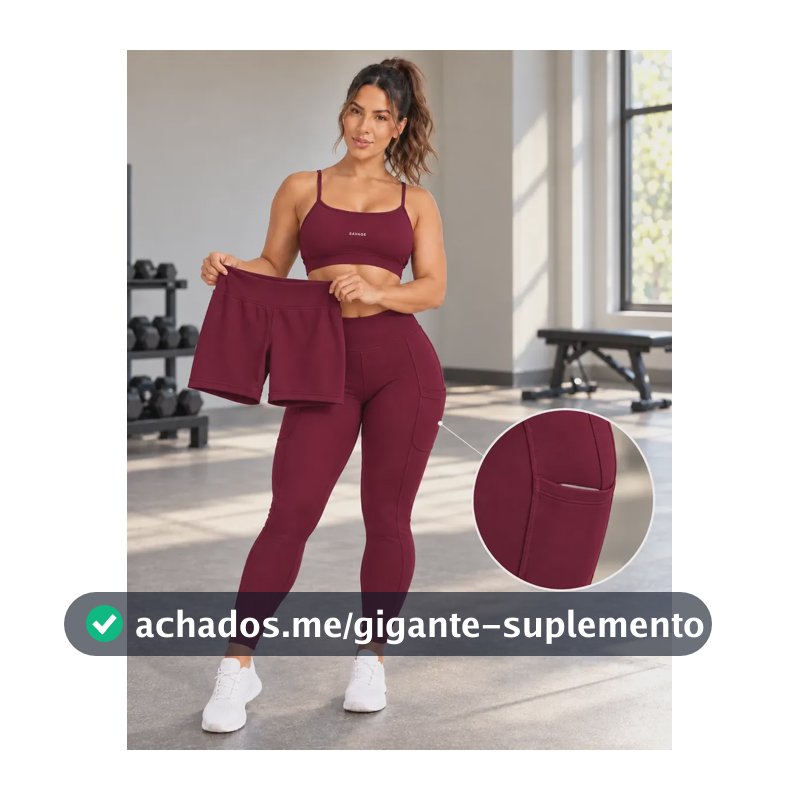 Trijunto Fitness Feminino Top Shorts Legging 3 Peças 2 Looks Bordô G