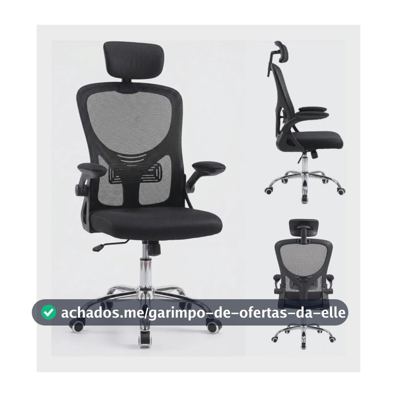 Cadeira Ergonômica Escritório Mesh Giratória Reclinável Eagl Preto Mesh
