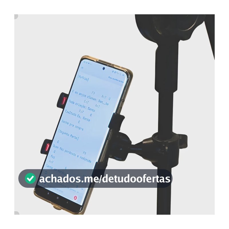 Suporte Celular De Pedestal Ler Letra Cifra Microfone Sp-c12 Preto