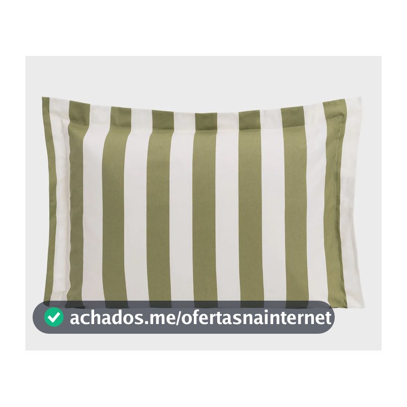 Fronha Listras Bold Verde Oliveira 200 Fios 100% Algodão 55x75 cm