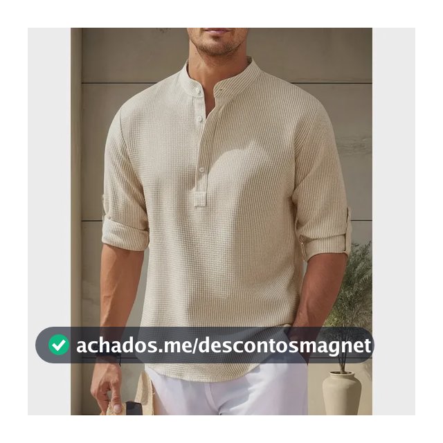 Camisa Casual Masculina Gola Padre De Manga Comprida Solta