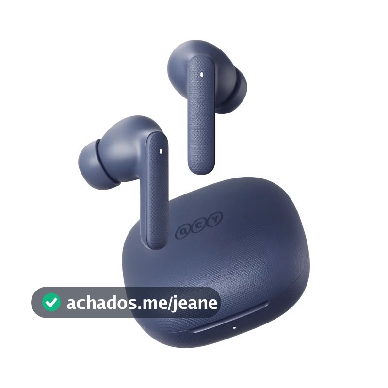 Fone de OuvidoQCY Buds T43 ENC Bluetooth 5.3, IPX4, 35H de Reprodução, Drivers de 10mm, Cor Azul