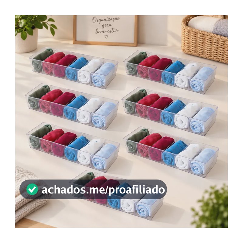7 Organizadores de Gaveta Colmeia Acrílico 6 Divisores Colmeia Organizadora Amobox