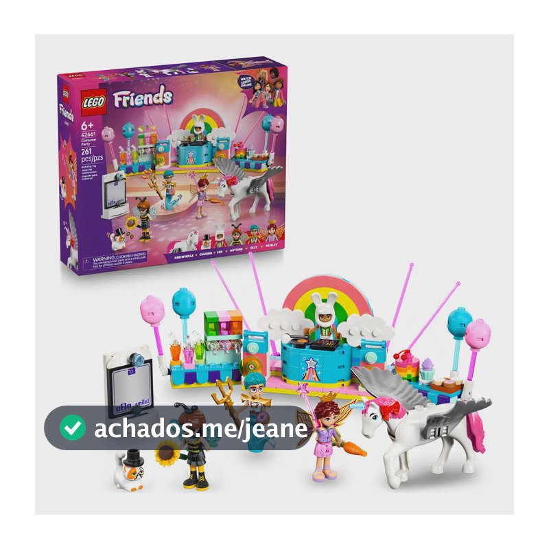 LEGO® Friends Unicorn and Fairy Costume Party 42661; brinquedo para meninas; inclui 4 minipersonagens com fantasias e 2 figuras de animais; jogo criativo; 6 ou mais