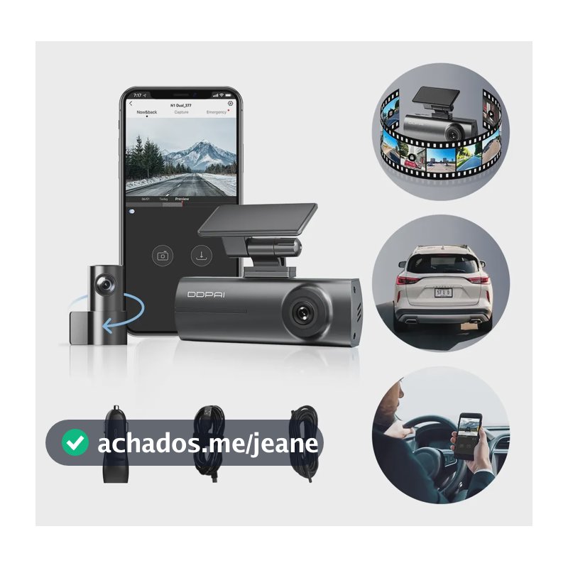 Ddpai N1 Dual Câmera Veicular 1296p+1080p Uber Nightvis App