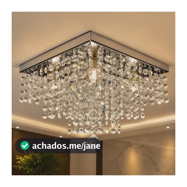 Lustre De Cristal K9 Legítimos 30x30 Sala Jantar Quarto Led 127/220v Prateado