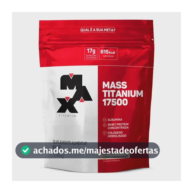 Suplemento em pó Max Titanium Mass Titanium Refil 17500 carboidratos Mass Titanium Refil 17500 sabor leite condensado em sachê de 1.4kg