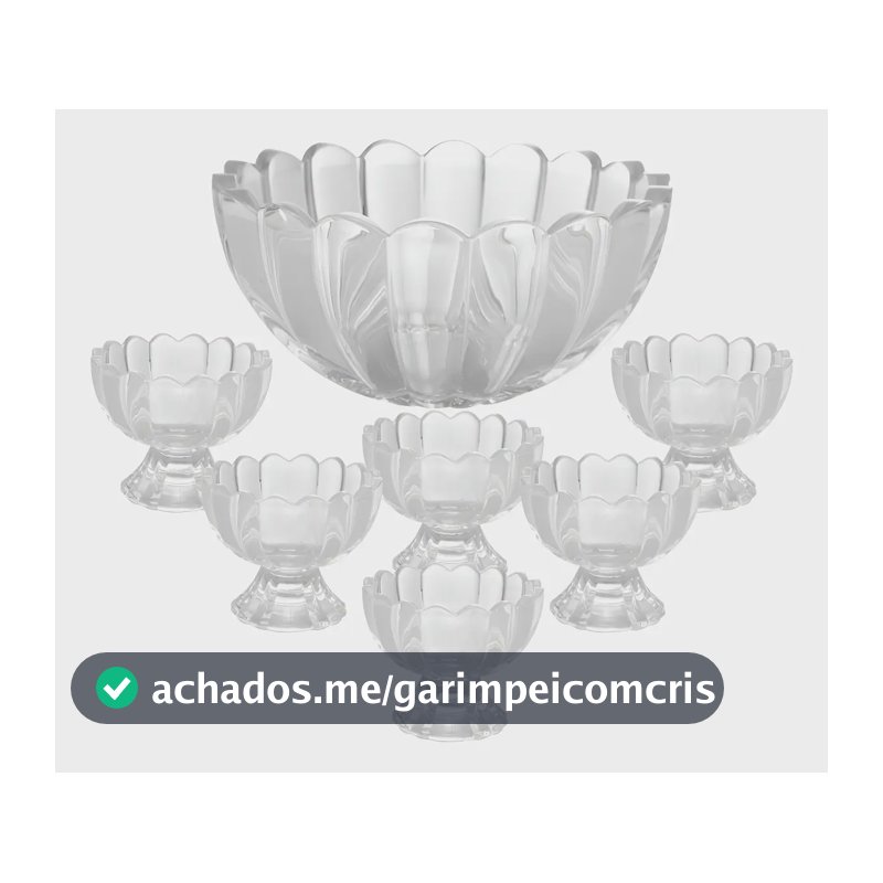 7 Peças Bowl Com 6 Taças Wolff De Vidro Para Sobremesa
