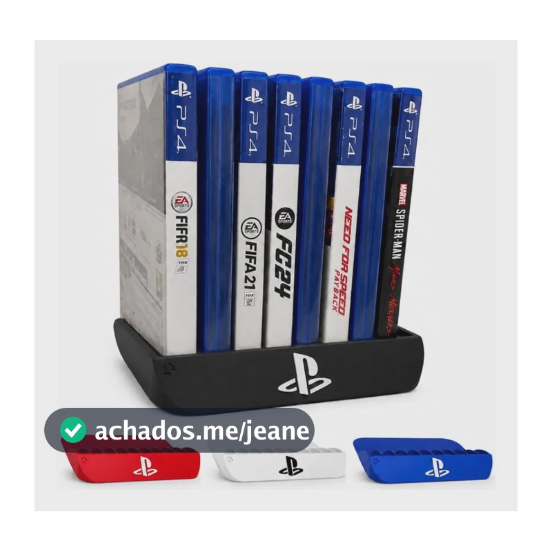 Suporte Porta Jogos Playstation Ps5 Ps4 Ps3 Até 10 Jogos Preto