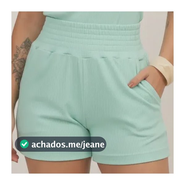 Short Ribana Canelada Feminino Cintura Alta