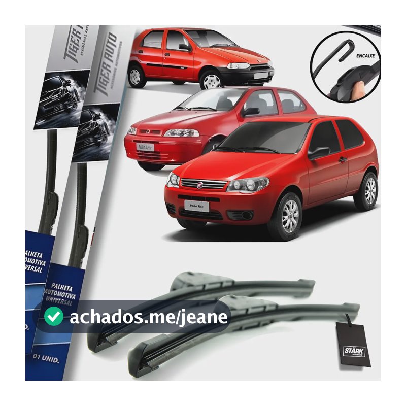 Kit Limpador 2 Palheta Para-brisa Original Silicone Gancho Fiat Palio Fire 1996 Á 2017