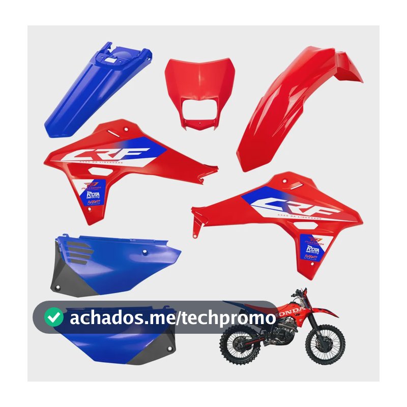 Kit Plástico Roupa Crf 250f / 300f F27 Carenagem Farol - Amx Vermelho/azul