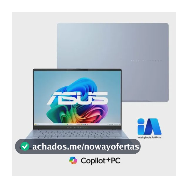 Notebook ASUS Vivobook S 14 S5406SA Copilot+ PC Intel Core Ultra 7 256 V 16GB RAM 512GB SSD Windows 11 Home 14" OLED Mist Blue QD299W