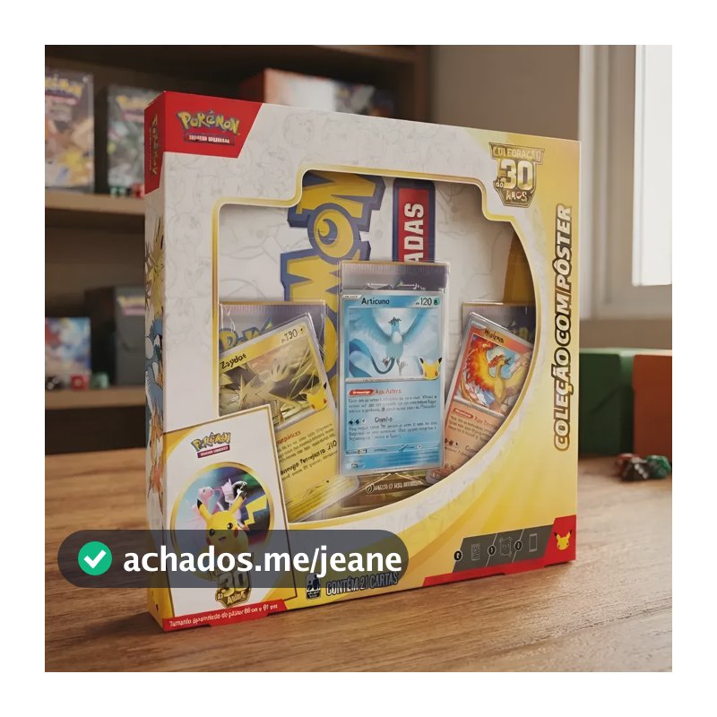 Box Pokémon Com Pôster Celebração De 30 Anos- 21 Cartas Poster Português