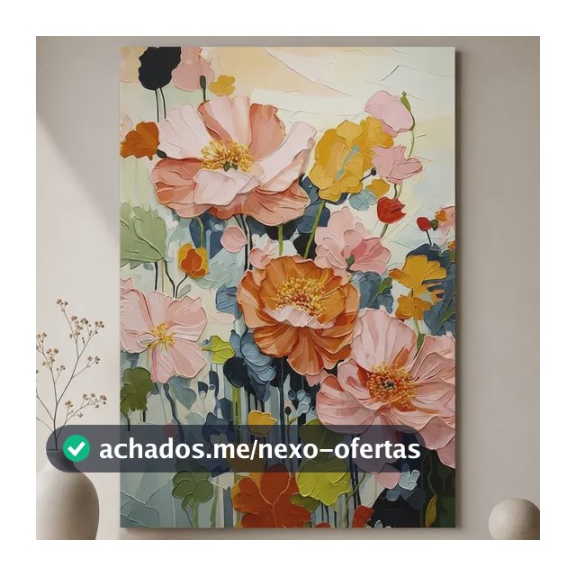 Quadro Decorativo Flores Coloridas Canvas 60x90 Sala Flores Coloridas Borda Infinita