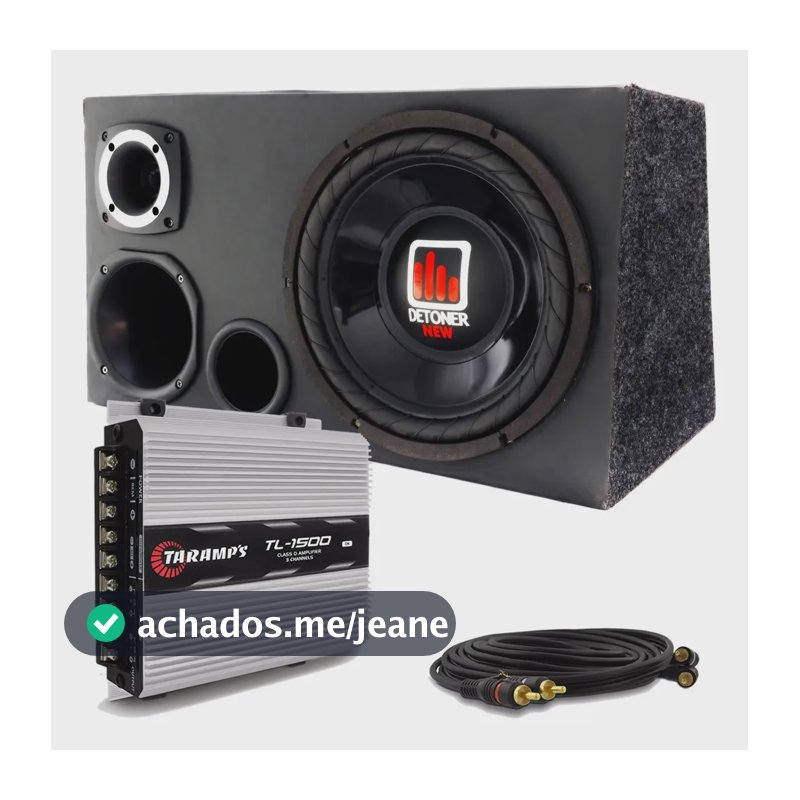Caixa Trio Completa 1340w Sub 12 + Modulo Taramps Tl 1500