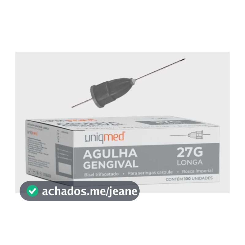Agulha Gengival Longa 27g Carpule 0,40x35 - Uniqmed Cx 100un