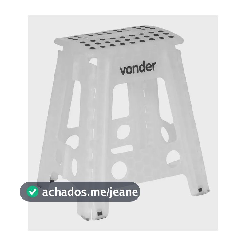 Banqueta Plástica Multiuso Dobrável 45cm 150kg Vonder Branco Branco