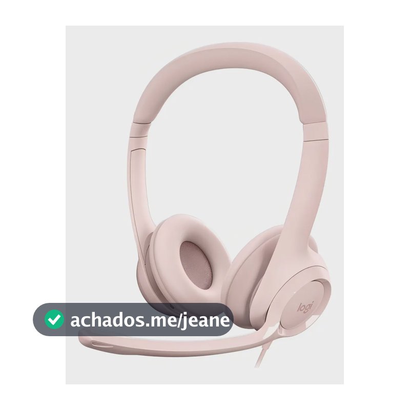 Fone De Ouvido Com Fio Usb H390 Rosa Logitech Luz Nude