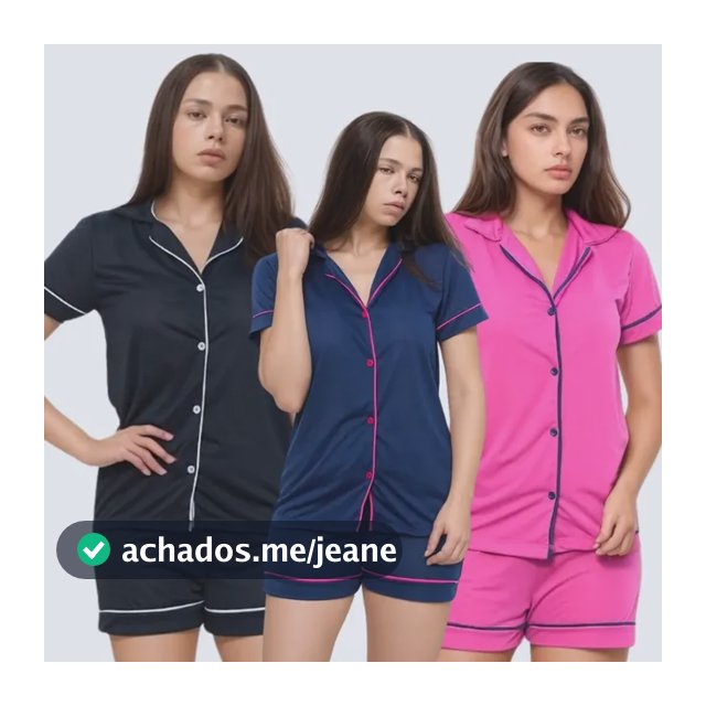 Kit 3 Pijama Americano Camisa Short Baby Doll Feminino Botao