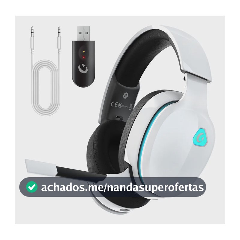 Fone De Ouvido Gamer Headset USB Olafvi Captain 300 Com Fio Branco Microfone Cancelamento De Ruído PS5 PS4 PC Switch (1 pc)