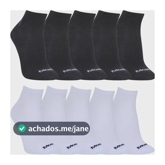 Kit Com 10 Meias Mash Cano Curto Esporte Unissex