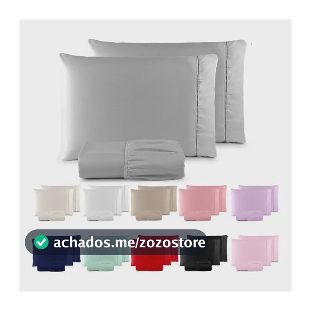 Jogo De Lençol Casal Padrão 3 Pçs 400 Fios C/ Elástico Hotel Cinza