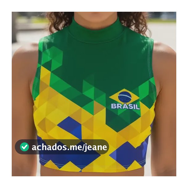 Cropped Regata Gola Alta Bandeira Do Brasil Copa Do Mundo