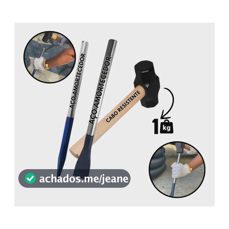 Kit Marreta 1kg + Talhadeira + Ponteiro- Top