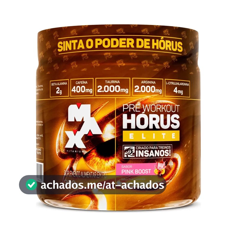 Horus Elite 390g Pré Treino 400mg Cafeína Max Titanium Sabor Pink Boost Lemonade