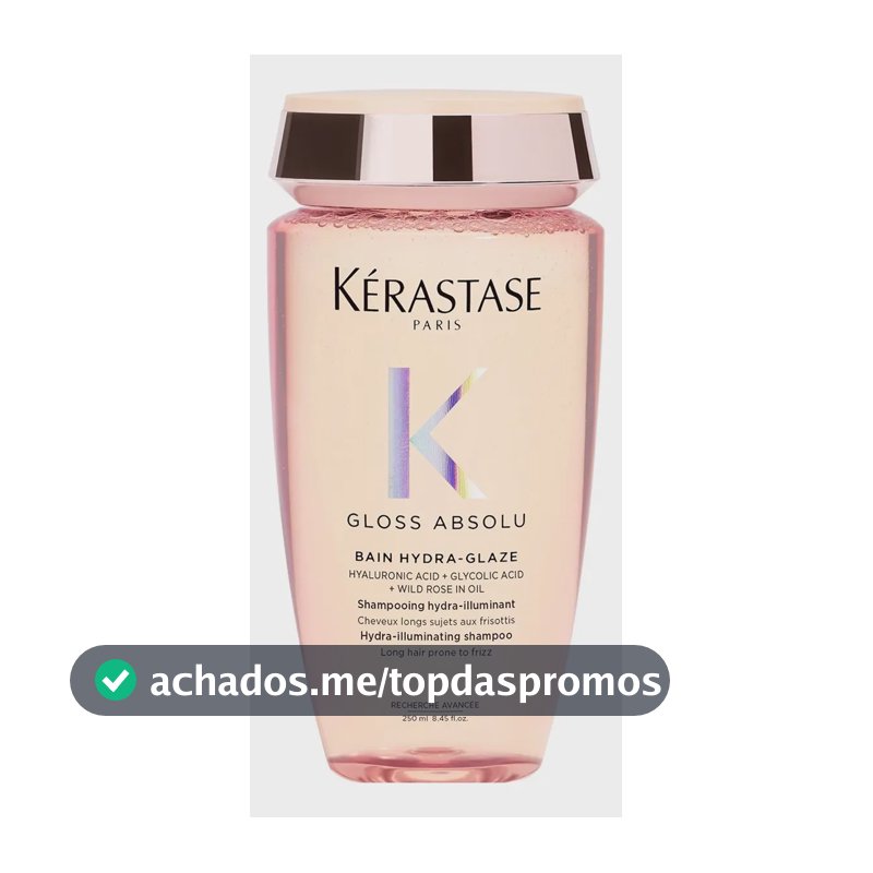 Kérastase, Bain Shampoo, Gloss Absolu, Hydra Glaze, Ação Anti-frizz com Ácido Hialurônico, Ácido Glicólico e Óleo De Rosa Silvestre, Potencializa o Brilho 250ml