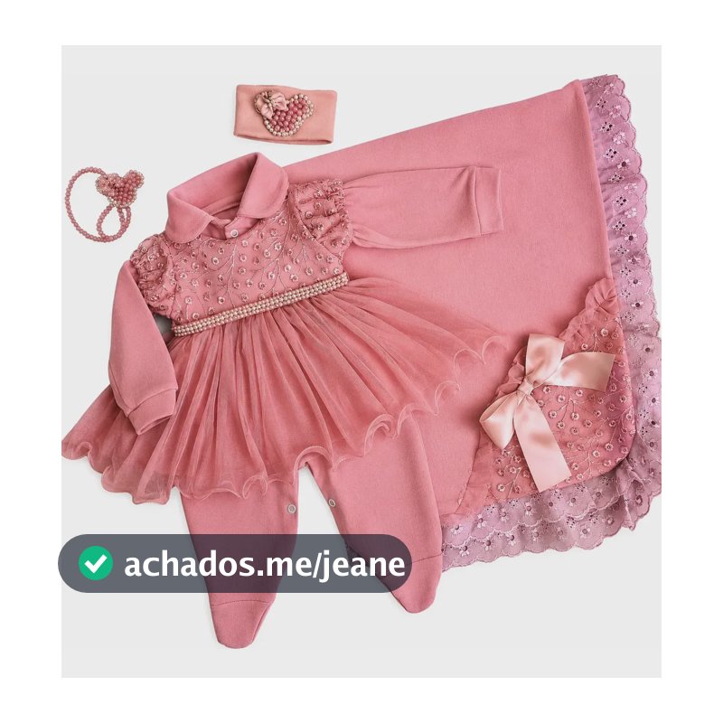 Saída Maternidade Menina Princesa Charme C/ Manta  Rose 0-1 Mês