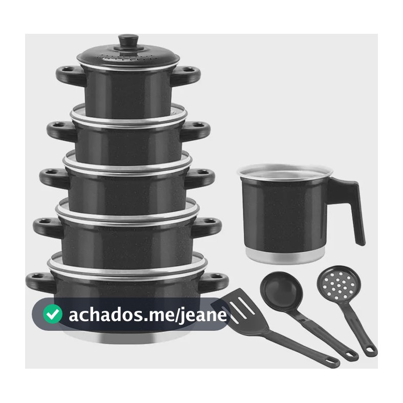 Jogo De Panela Caçarola + Caneco(leiteira) Kit 9 Peças Cor Preto Pigmentado
