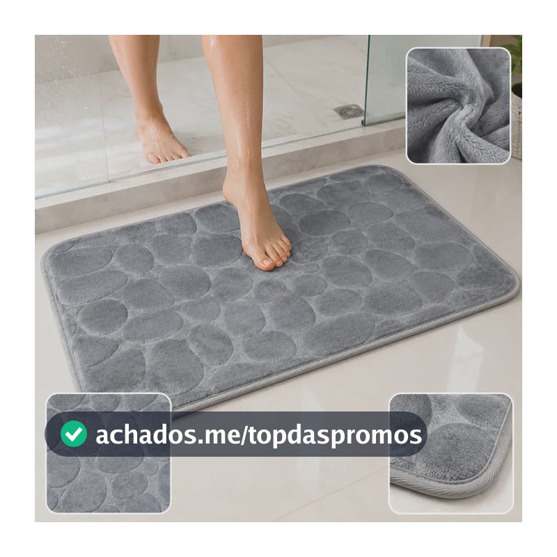 Tapete Banheiro Antiderrapante Absorvente Macio Pelúcia Soft Cinza