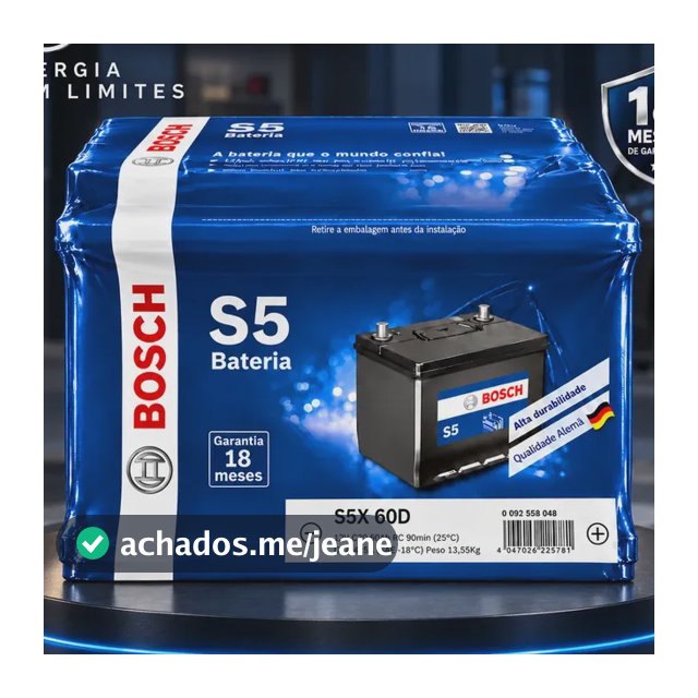 Bateria Bosch S5x60d 60ah 12v Selada Polo Positivo Direito Direito