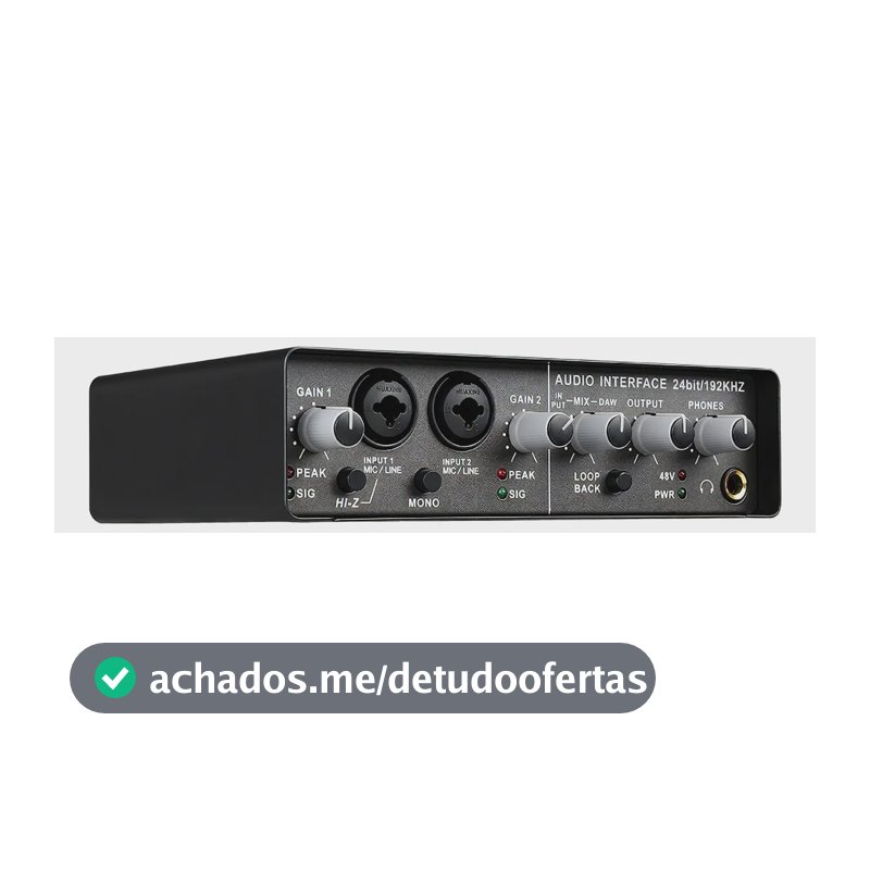 Interface de Áudio Teyun Q-24 Preto 24bit/192kHz 2 Entradas 4 Saídas USB