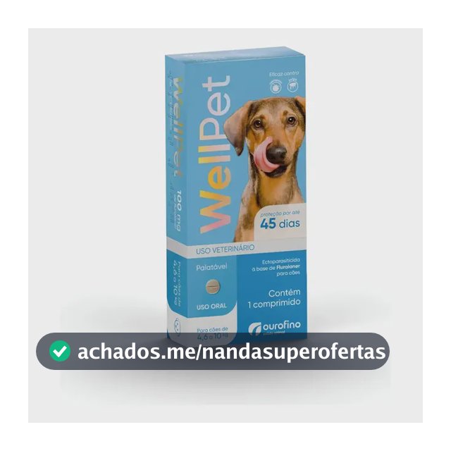 Wellpet Antipulgas E Carrapatos Fluralaner 45 Dias 4.6 A 10kg 100mg Azul