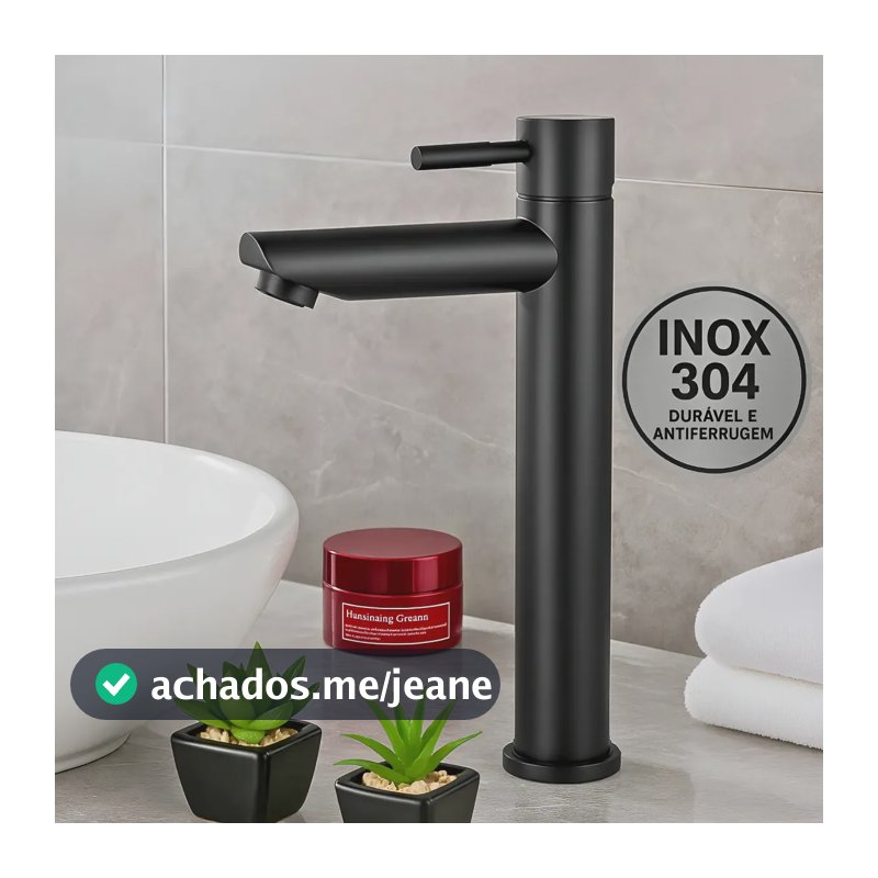 Torneira Banheiro 1/4 Volta Inox 304 Alta Luxo Banheiro Preto Fosco