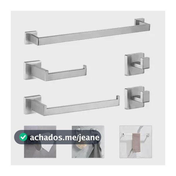 Kit 5 Pcs 304 Inox Banheiro Acessório Luxo Prata Fosco Quadrado Suporte para toalhas Luxo Fosco Quadrado Prateado