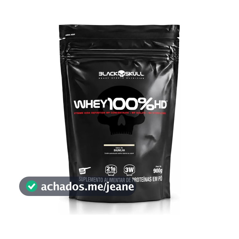 Proteína Black Skull Whey 100% HD em pó sabor Baunilha x 900g