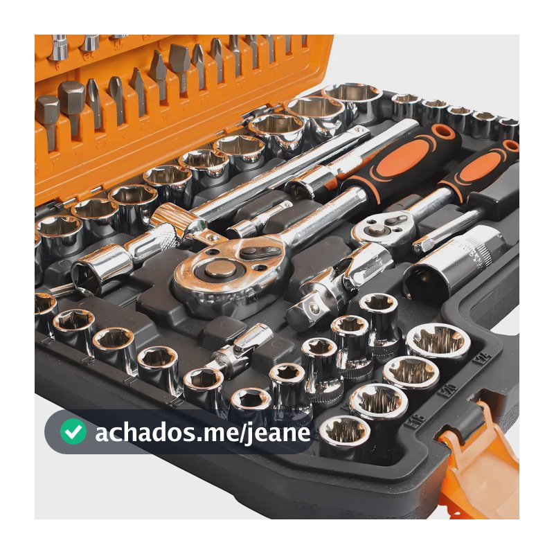 Jogo De Soquete P Mecânico Aço Crv 108 Pc Catraca Reversível Preto