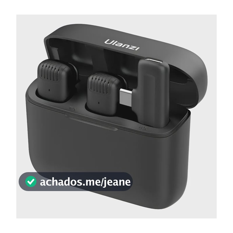 Microfone Sem Fio J12 Ulanzi Android Tipo C - 2 Mics - C/ Nf Preto