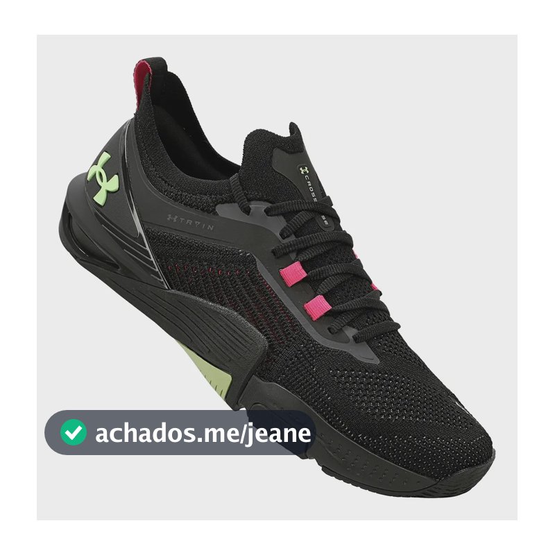 Tênis Under Armour Tribase Cross 2 Treino Crossfit Original Preto/rosa/verde-claro Liso 42