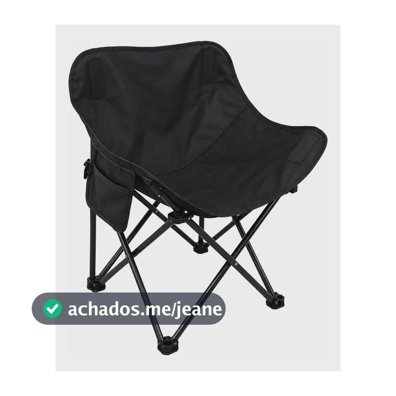 Cadeira Lua Dobrável Camping Praia Pesca Aço Reforçada 150kg Preto