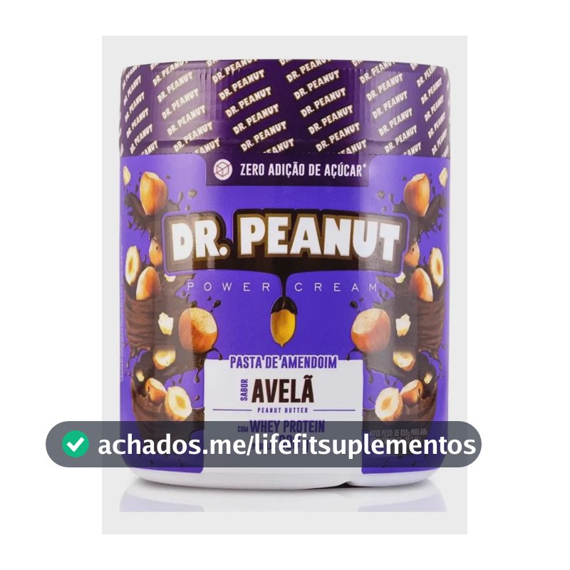 Amendoim, Proteínas, Gordura Dr. Peanut Creme de Amendoim Pasta 100% Original Dr. sabor Avelã x 600g