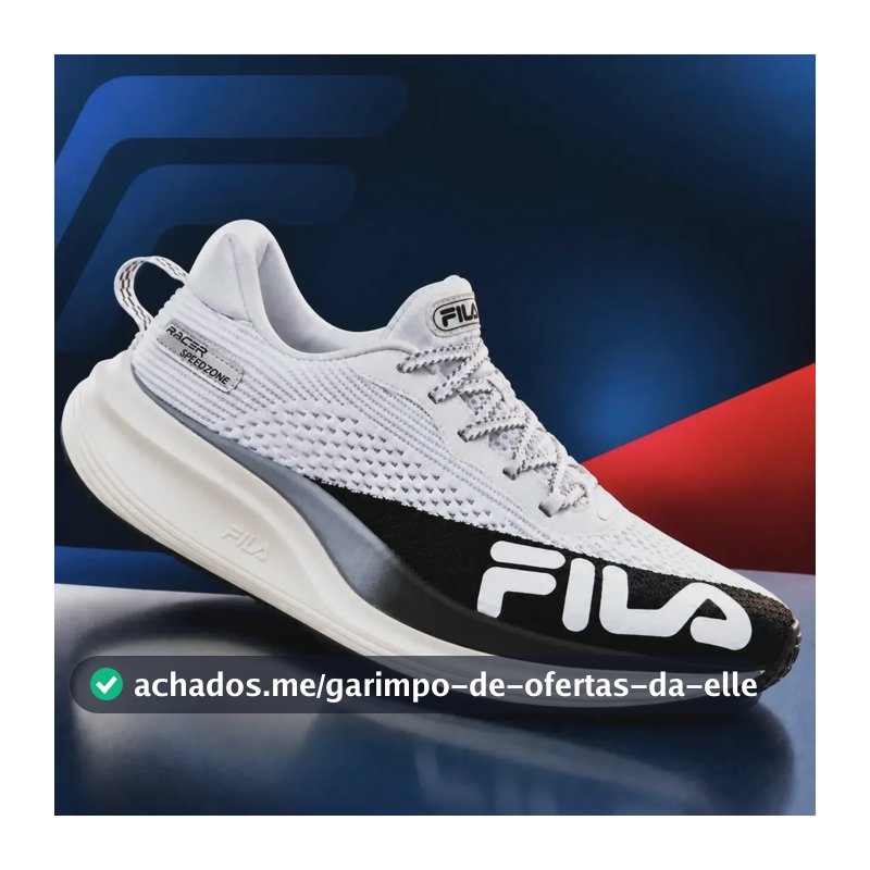 Tênis Fila Racer Speedzone Masculino Original Corrida Treino Branco/preto/cinza Lisa 42 Br