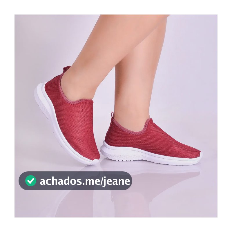 Tênis Feminino Meia S/ Cadarço Slip On Fácil Calçar Academia Bordô 36,0 Br