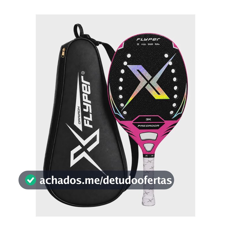 Raquete Beach Tennis Predador Carbono 3k Pro 315g Flyper Predadaor. Rosa